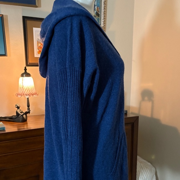 Cynthia Rowley Two-Ply Cashmere Hoodie – Marine Blue – NWT – Size L – Tunic - Picture 2 of 4